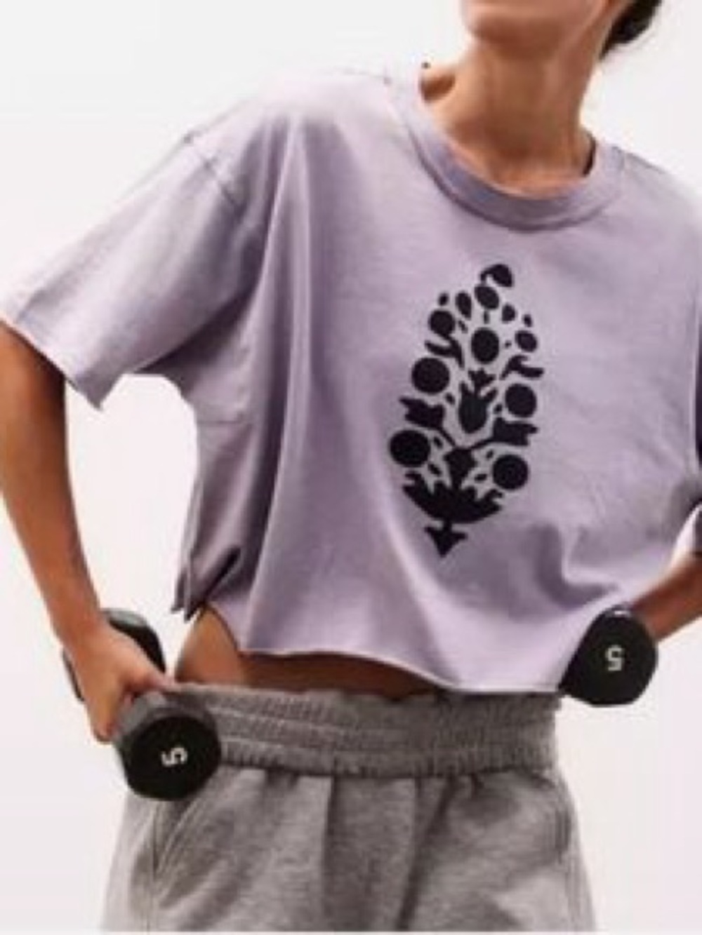 Free People Movement cropped t-shirt lilac "Inspire Logo Tee XS NEW
